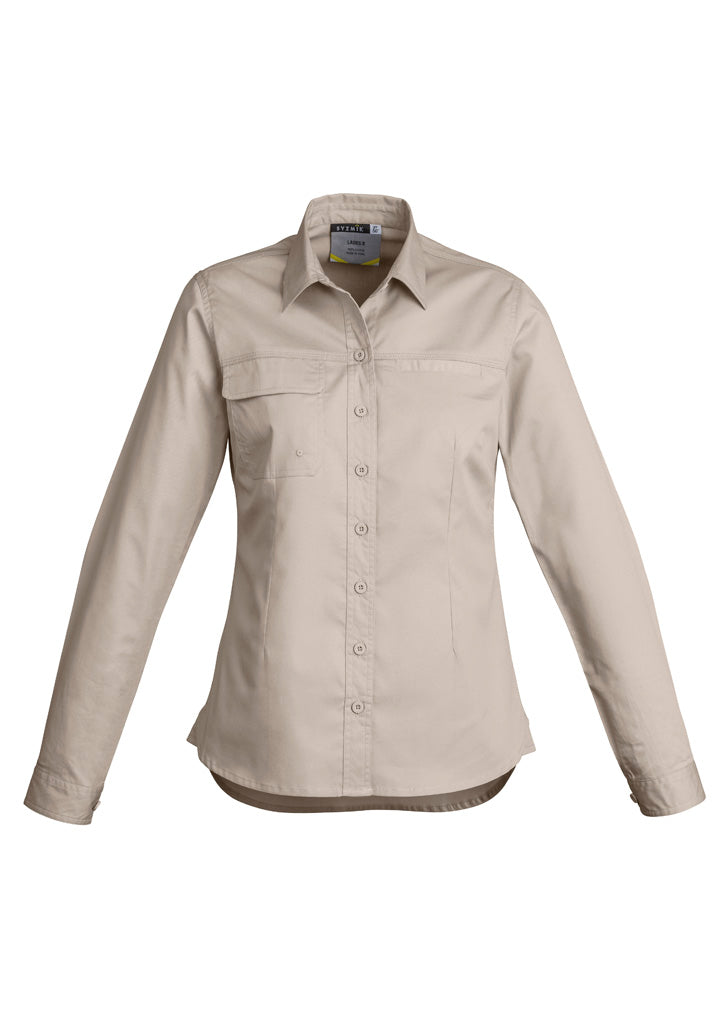 Syzmik Women's Lightweight Tradie Long Sleeve Shirt - Sand