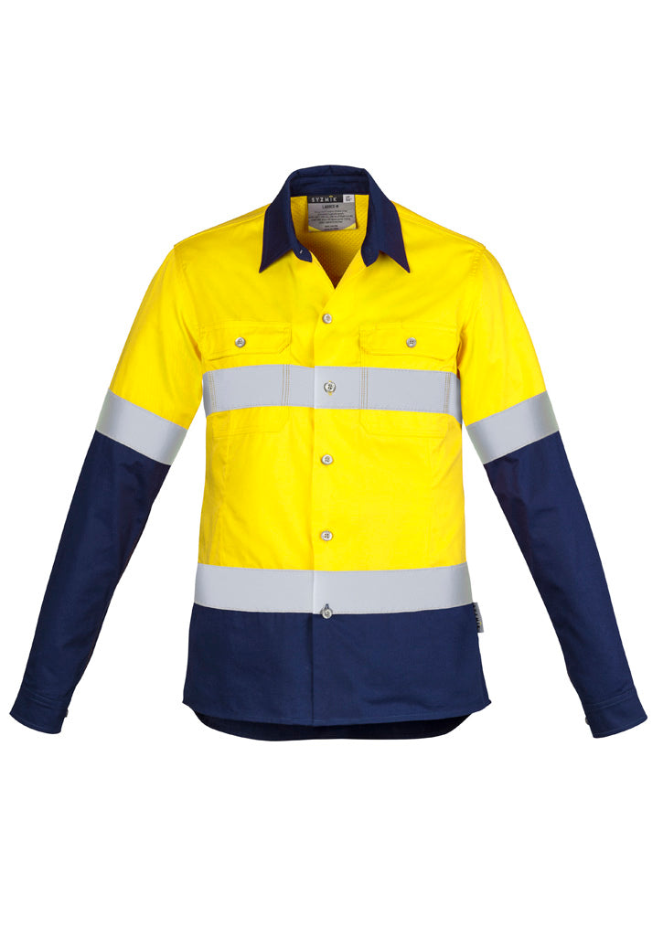 Syzmik Women's Industrial Long Sleeve Shirt - Hoop Taped - Yellow/Navy