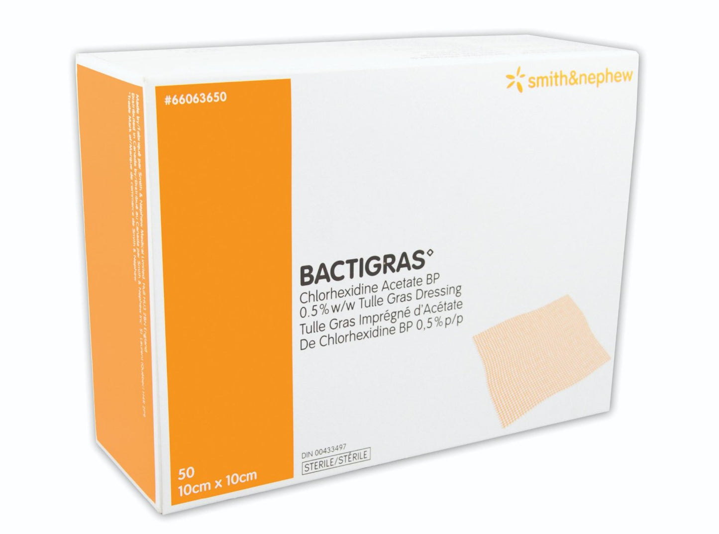SMITH & NEPHEW S66003650 Bactigras Dressing 10cm x 10cm Box of 50