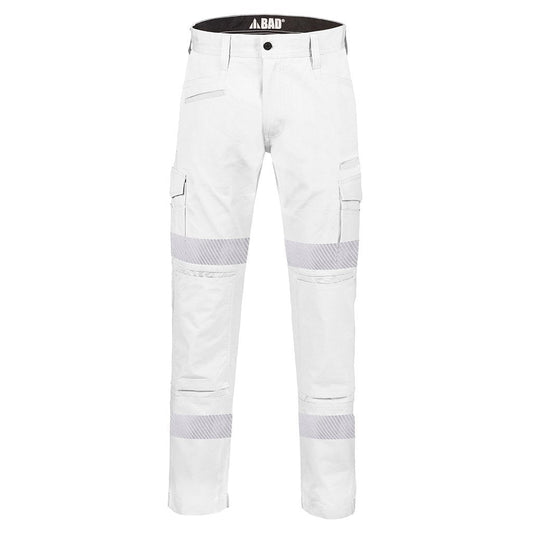 BAD ATTITUDE™ SLIM FIT WHITE NIGHT WORK PANTS WITH 3M TAPE