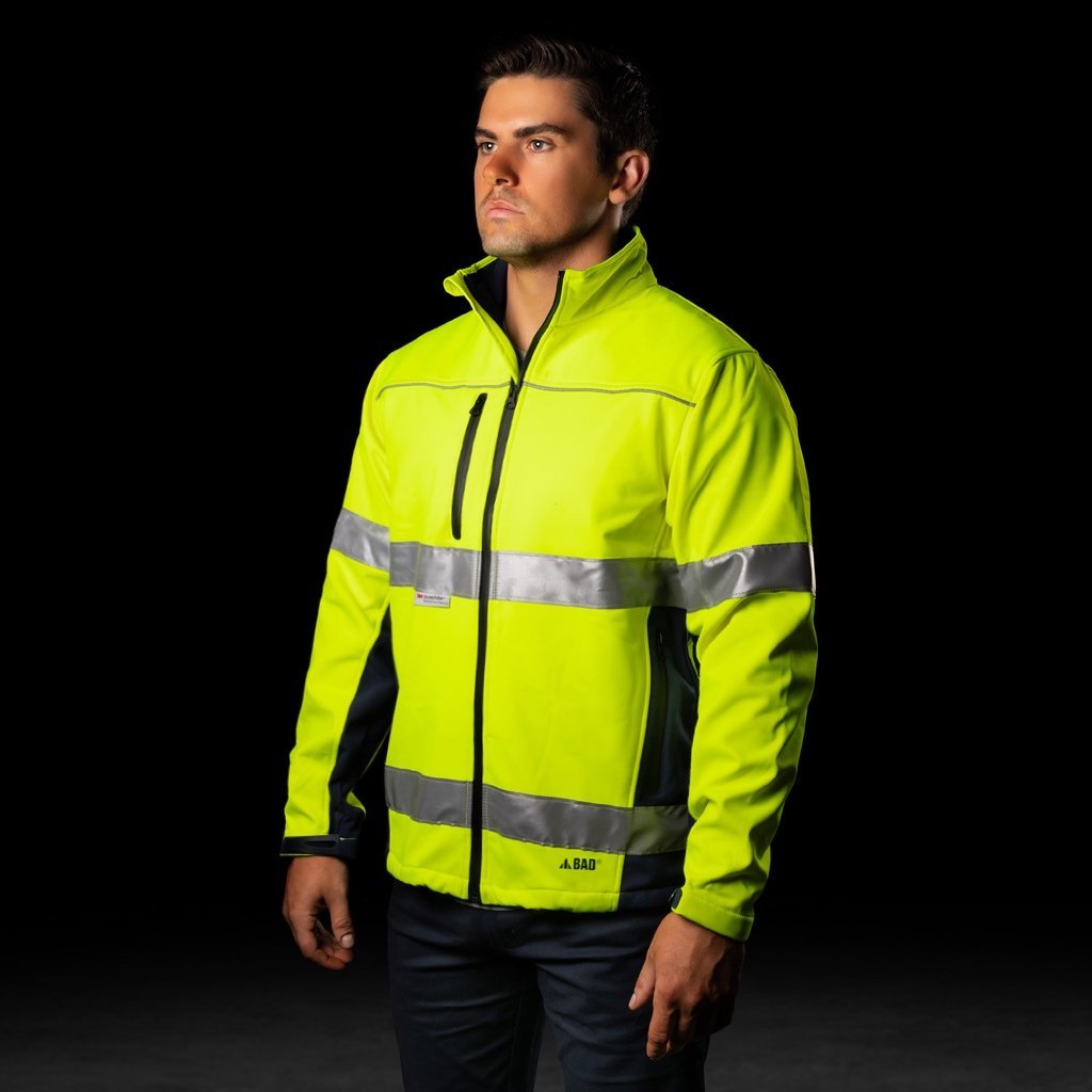 BAD WATERPROOF HI-VIS SOFTSHELL JACKET WITH 3M TAPE