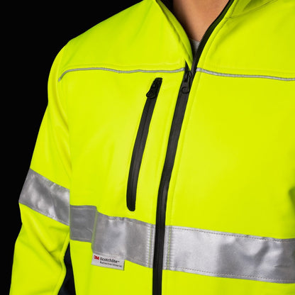 BAD WATERPROOF HI-VIS SOFTSHELL JACKET WITH 3M TAPE