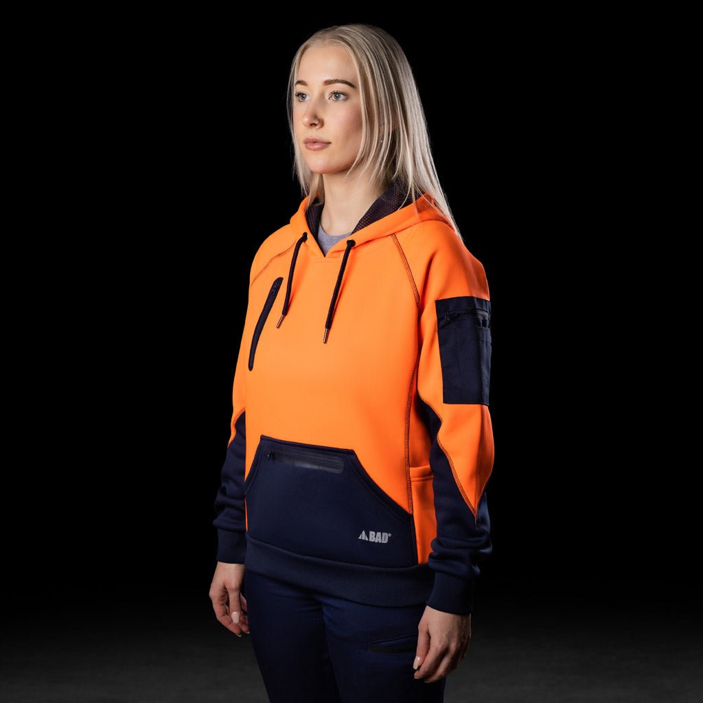BAD WOMENS WATERPROOF RAIN-DEFEND™ HI-VIS FLEECE HOODIE