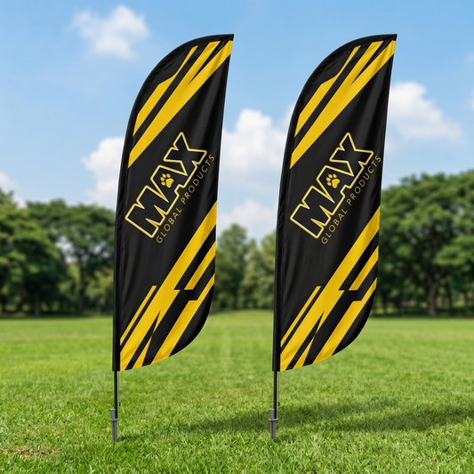 Double sided teardrop feather flags