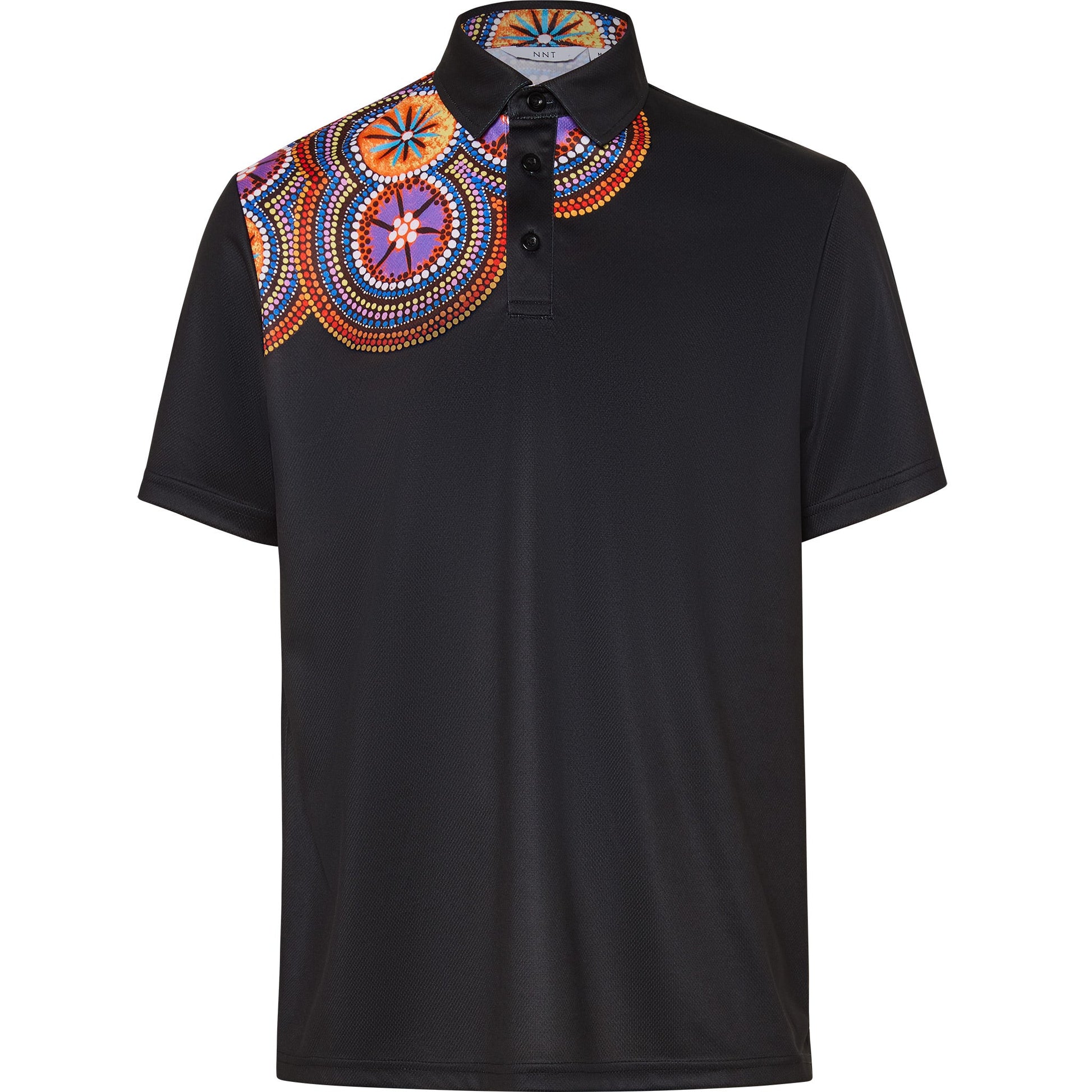 NNT CATJJS Polyester Knit Bush Tucker Indigenous Print Polo