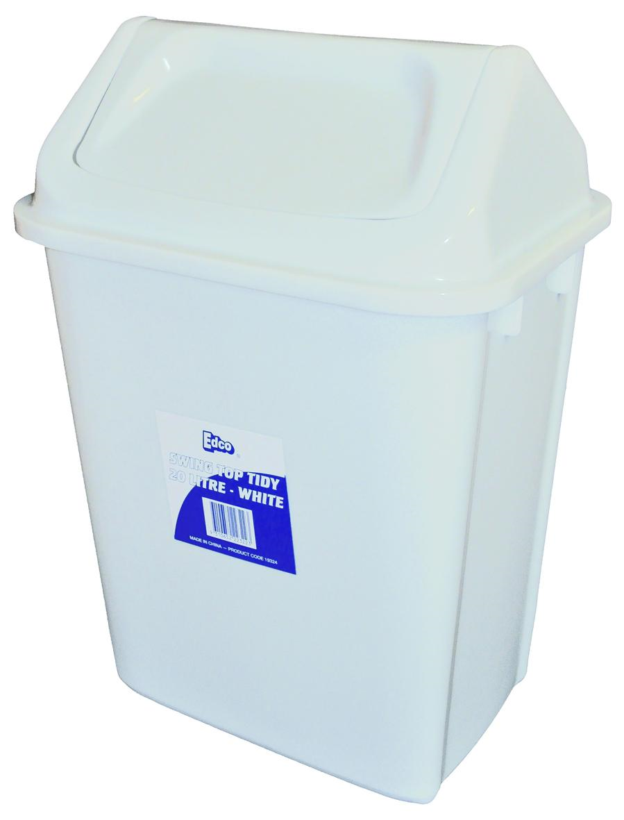 EDCO E19344 Bin Swing Top Tidy White 30L