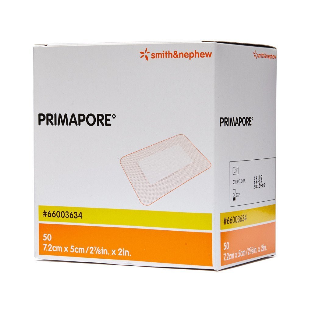 SMITH & NEPHEW S66003634 Primapore Adhesive Dressing 7.2cm x 5cm Box of 50