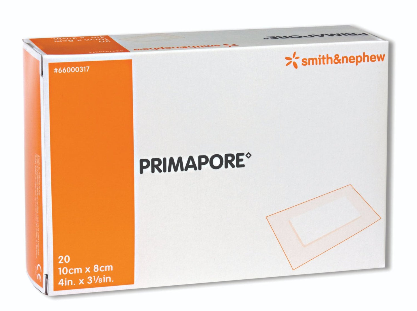 SMITH & NEPHEW S66000317 Primapore Adhesive Dressing 10cm x 8cm Box of 20