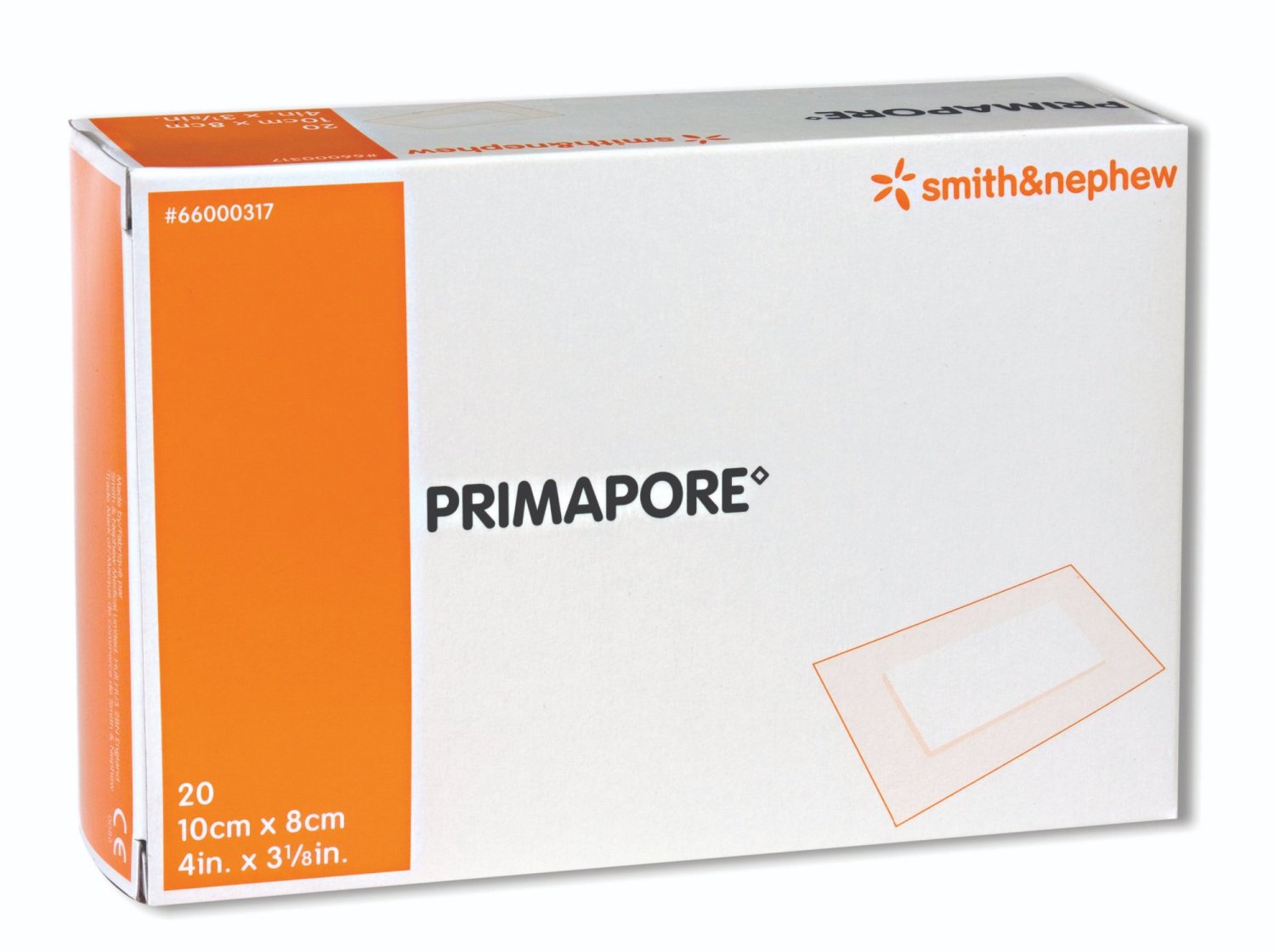SMITH & NEPHEW S66000317 Primapore Adhesive Dressing 10cm x 8cm Box of 20
