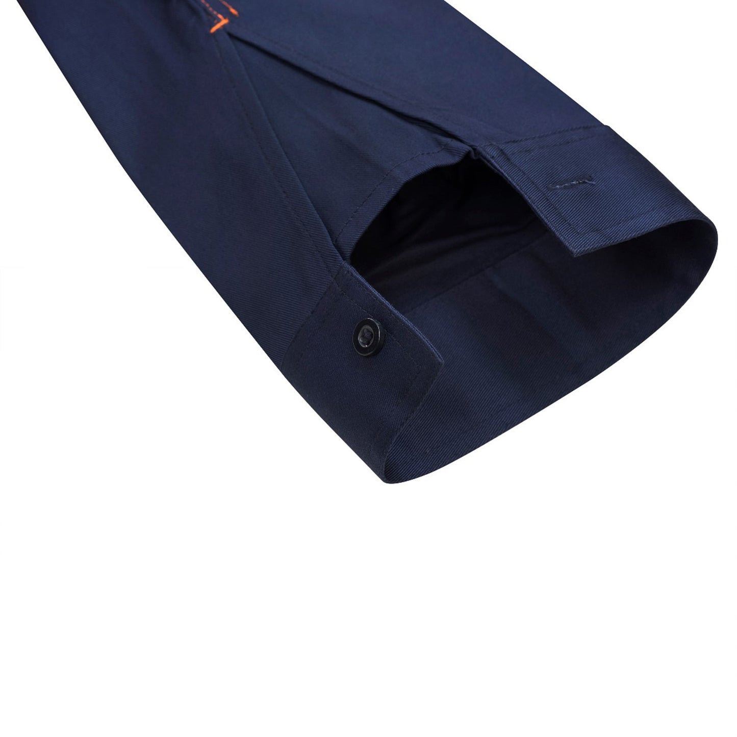 Workcraft WS4256 Mens Hi Vis Closed Front Cotton Drill Shirt With Semi Gusset Sleeves in Orange/Navy, Yellow/Navy