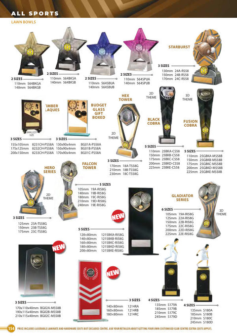 Cover of the Some Really Different Trophies Lawn Bowls catalogue 2026