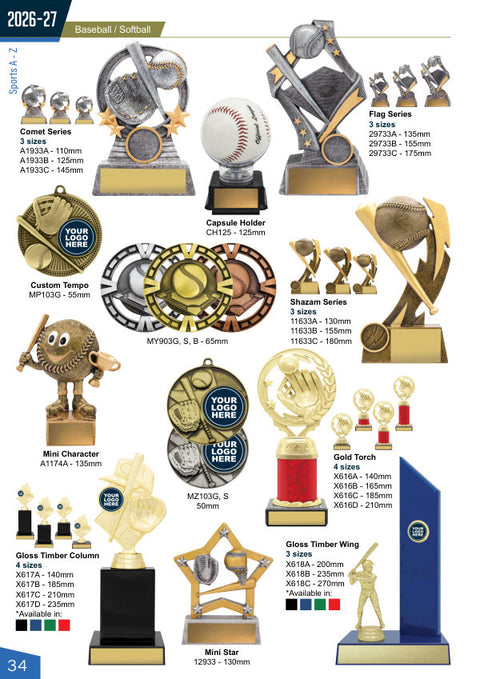 Cover of the Trophies for Distinction Baseball & Softball catalogue 2026