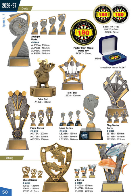 Cover of the Trophies for Distinction Darts catalogue 2026