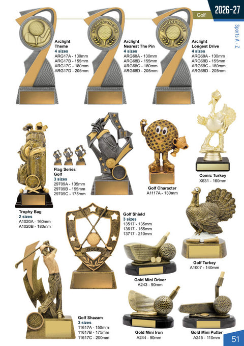 Cover of the Trophies for Distinction Golf catalogue 2026