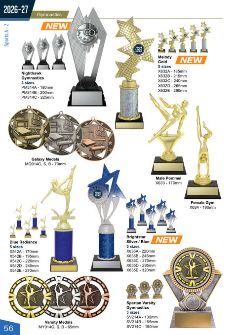 Cover of the Trophies for Distinction Gymnastics catalogue 2026