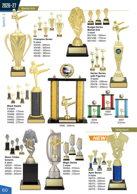 Cover of the Trophies for Distinction Martial Arts catalogue 2026