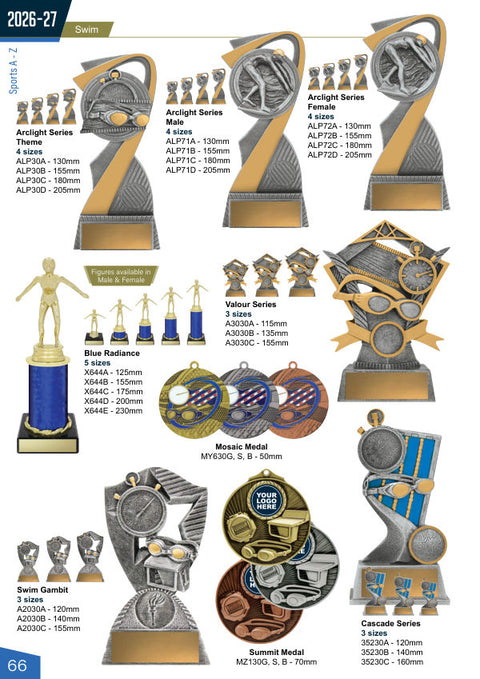 Cover of the Trophies for Distinction Swimming catalogue 2026