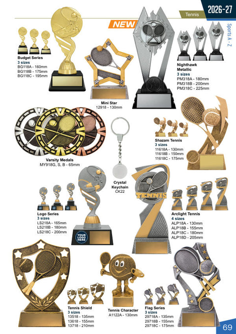 Cover of the Trophies for Distinction Tennis catalogue 2026