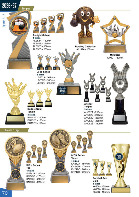 Cover of the Trophies for Distinction Tenpin catalogue 2026