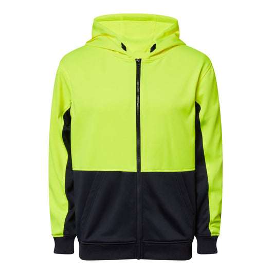 Workcraft WT8017 Hi Vis Full Zip Hoodie in Yellow/Navy
