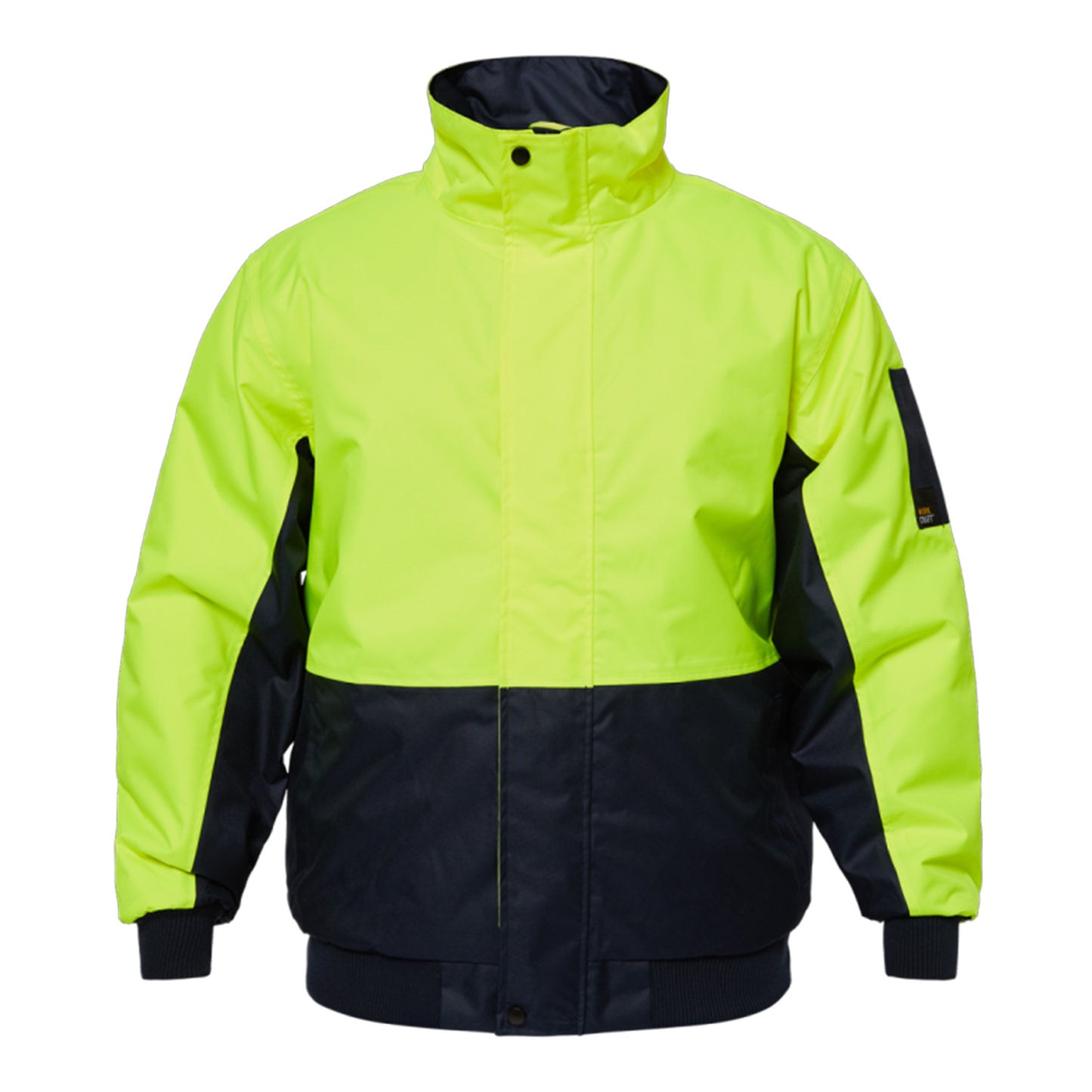 Workcraft WW9012 Hi Vis Modern Bomber Jacket in Yellow/Navy