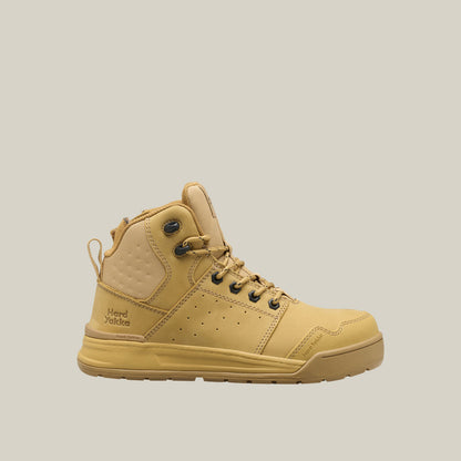 Hard Yakka Y60147 Women's Evolution Lace Up & Side Zip 5" Steel Toe Safety Boot - Wheat