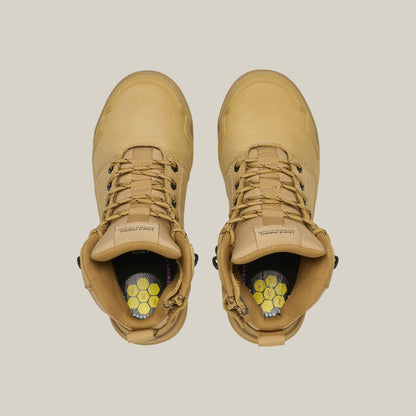 Hard Yakka Y60147 Women's Evolution Lace Up & Side Zip 5" Steel Toe Safety Boot - Wheat
