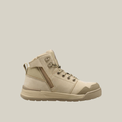 Hard Yakka Y60149 Women's Evolution Lace Up & Side Zip 5" Steel Toe Safety Boot - Sand