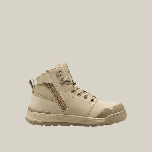 Hard Yakka Y60149 Women's Evolution Lace Up & Side Zip 5" Steel Toe Safety Boot - Sand